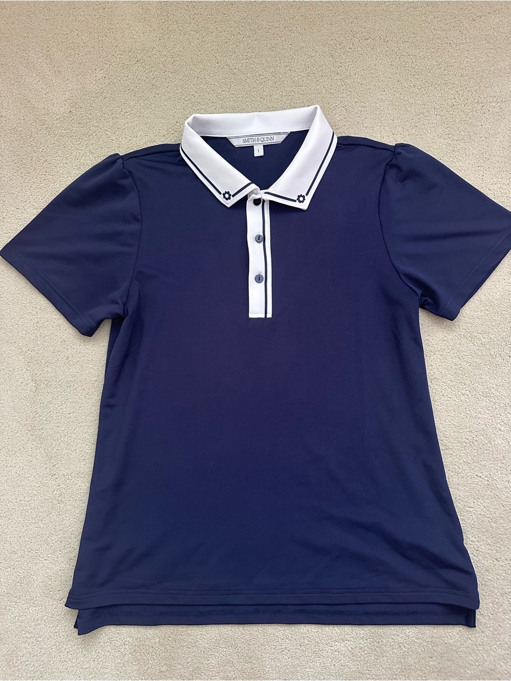 Smith & Quinn Short sleeved Golf Tops Polo Shirts - Navy/White and White/Sage - Picture 2 of 8